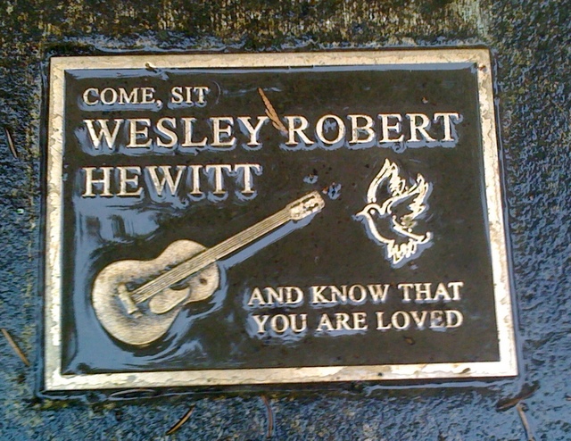 A plaque in Washington Park remembers Wesley Hewitt. 