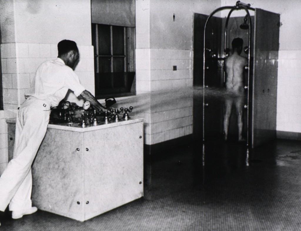 Patient undergoing hydrotherapy treatment - 1950s